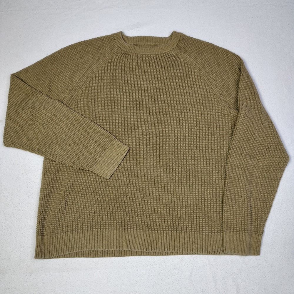 REI Co-op Sweater Men's Large Brown Waffle Knit Long Sleeve Crewneck Gorpcore